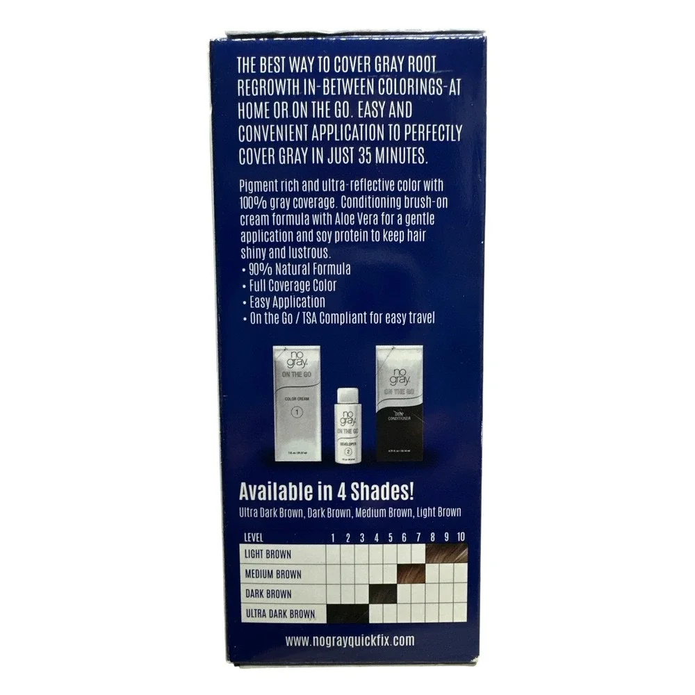 No Gray On The Go Permanent Hair Color Dark Brown Root Coverage PPD Ammonia Free